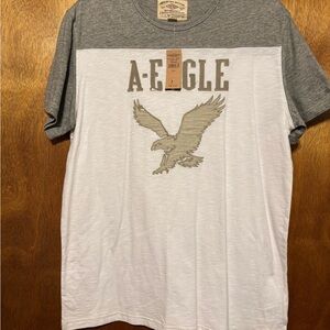 American Eagle Outfitters Gray and White Graphic Tee